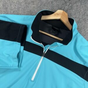 Galvin Green Pullover Mens 2XL Blue Black Quarter Zip Short Sleeve Golf Shirt